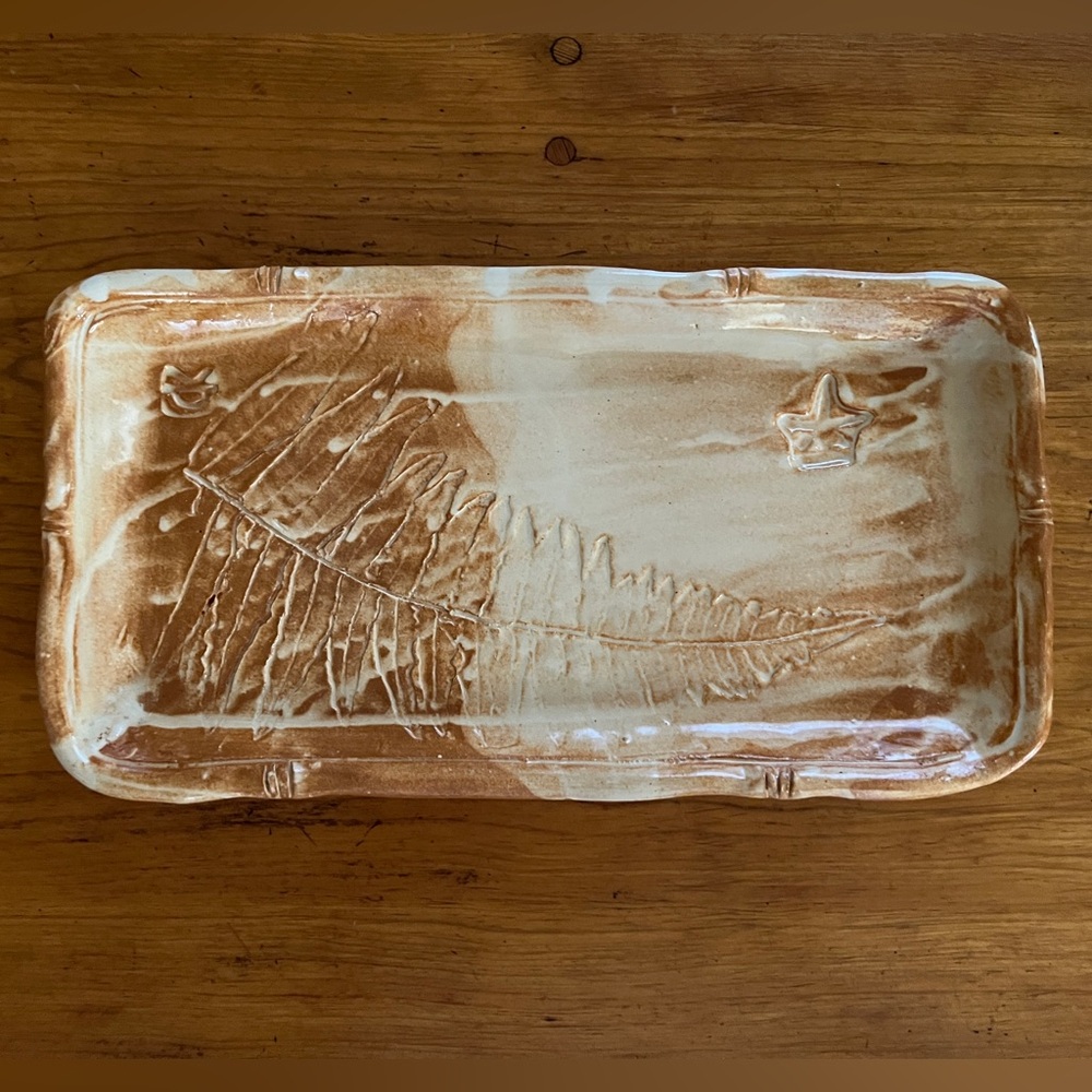 Handmade Studio Art Pottery Leaf Tray Plate